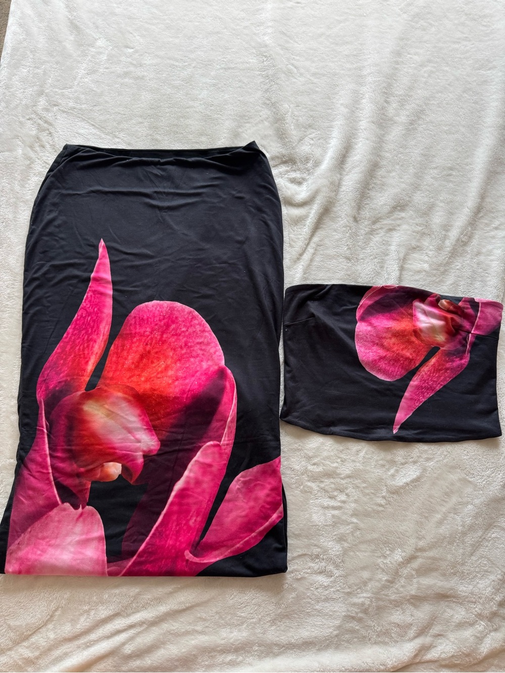 Baby boo Maxi Skirt with Strapless Top Orchid Print